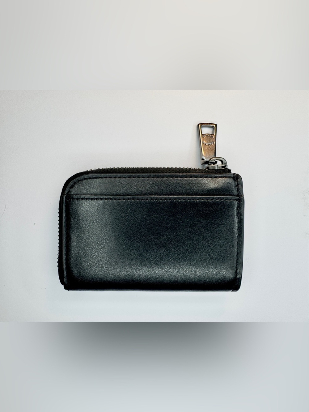 Coach Black Leather Zip Around Coin Purse Wallet Key Ring Card Case - Picture 2 of 9